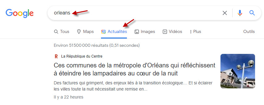 requête sur Google